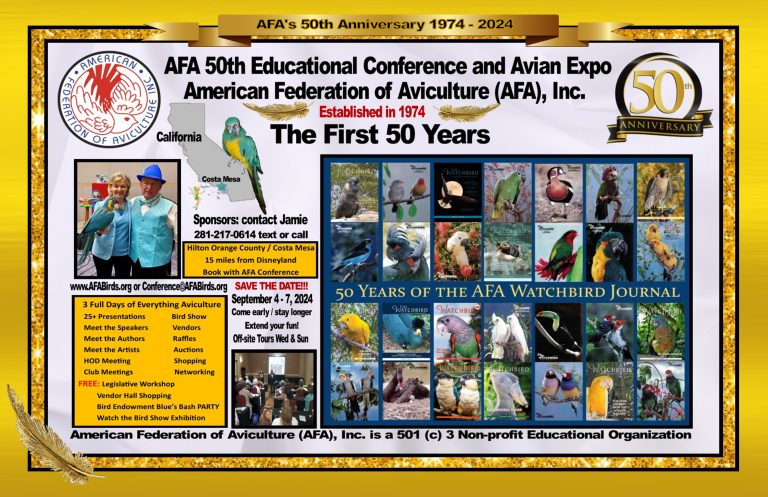 Conference 2024 American Federation Of Aviculture   AFA 2024 OFFICIAL GOLD Half Page 768x497 