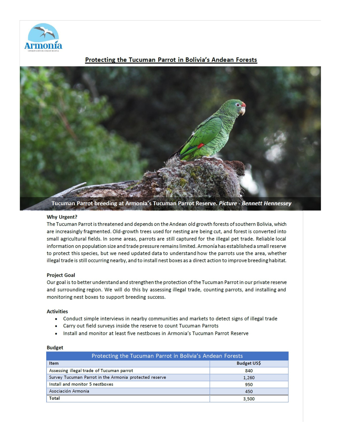 Current Conservation Projects – American Federation of Aviculture